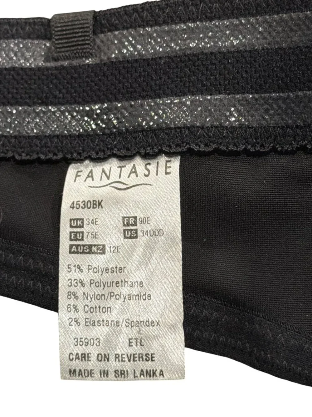 Fantasie Women's Smoothing Molded T-Shirt Bra 4530 Black 34DDD